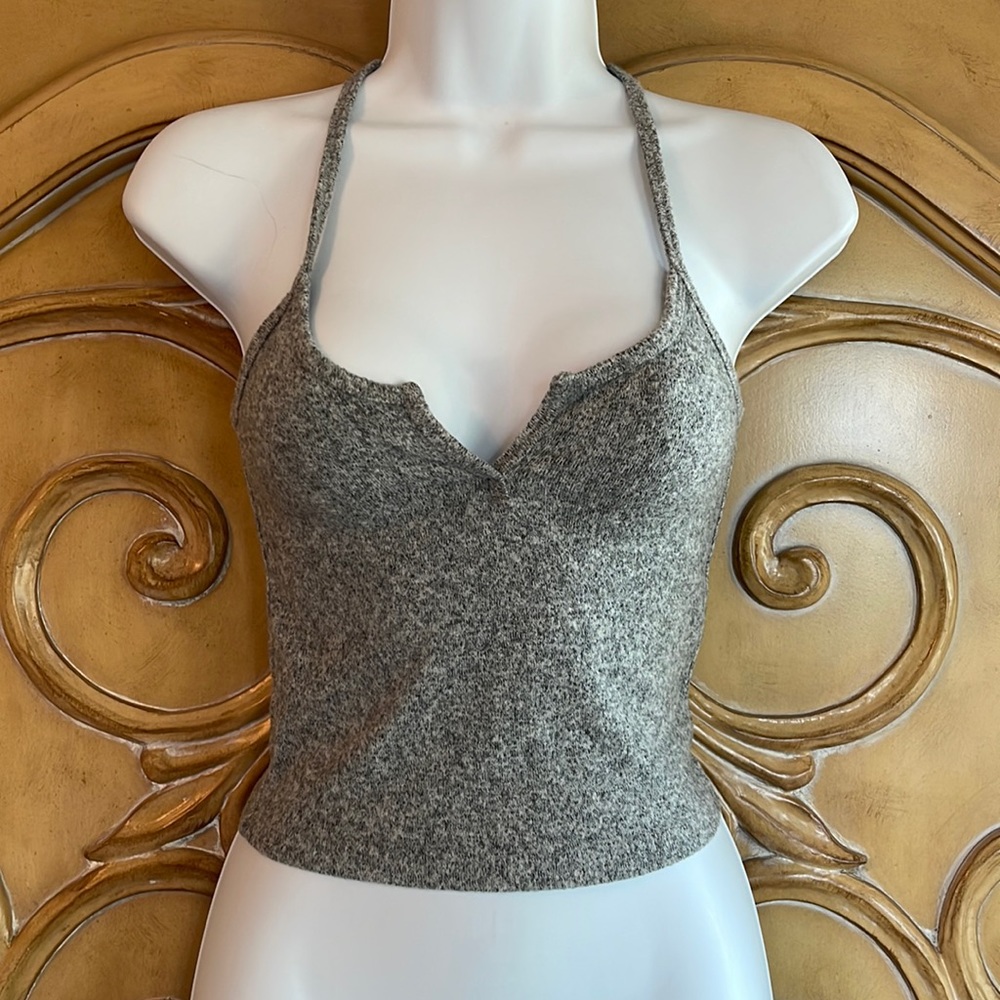 Express gray knit crop top